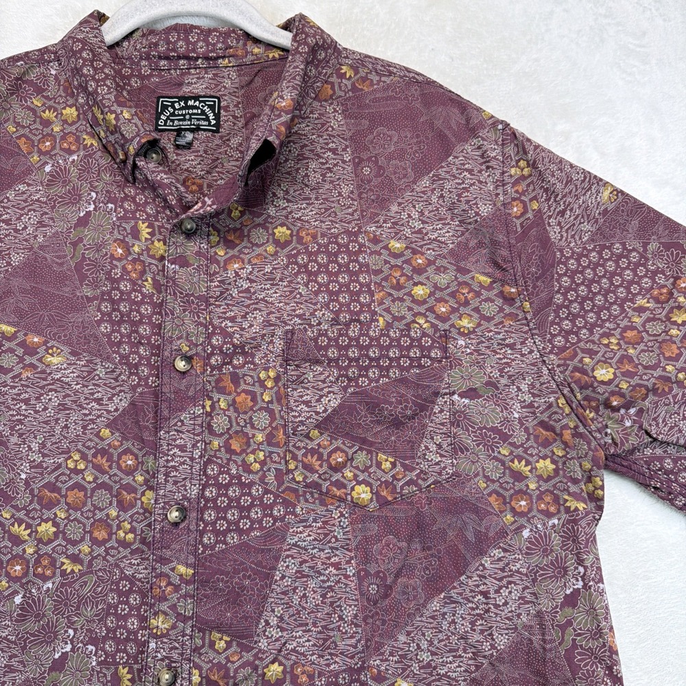 Deus Ex Machina Patchwork Paisley Shirt Men's XL Short Sleeve Button Front